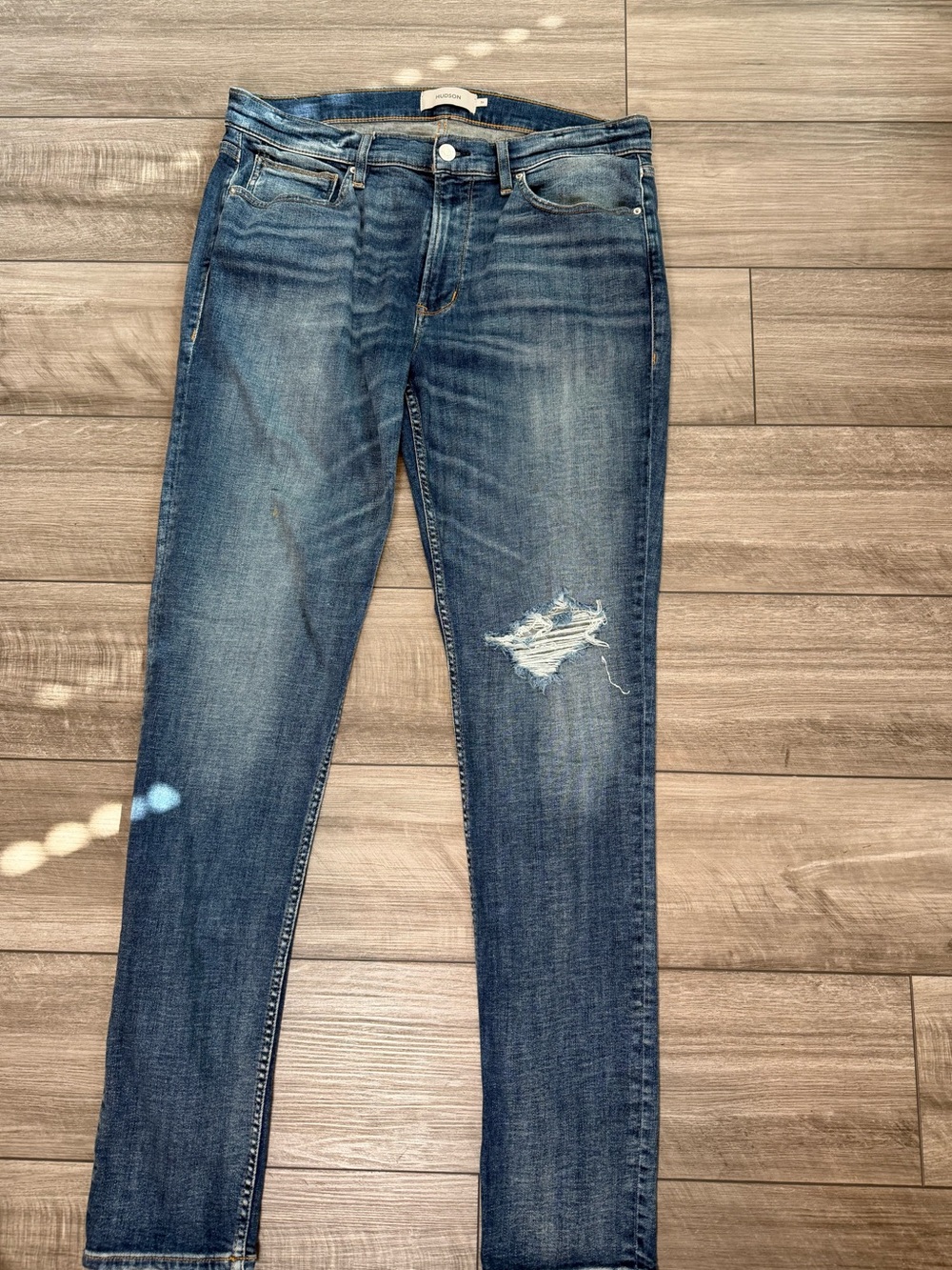 Hudson Jeans Distressed Medium Blue Skinny Jeans